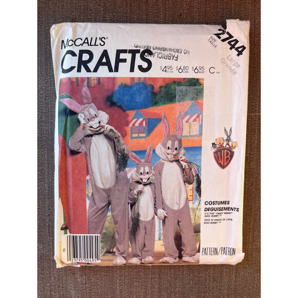 McCalls Other - McCalls Sewing Pattern 2744 Costume Bugs Bunny Looney Tunes Adult Large UNCUT